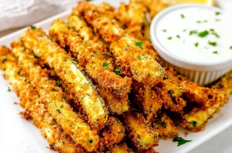 Crispy Keto Zucchini Fries served on a plate