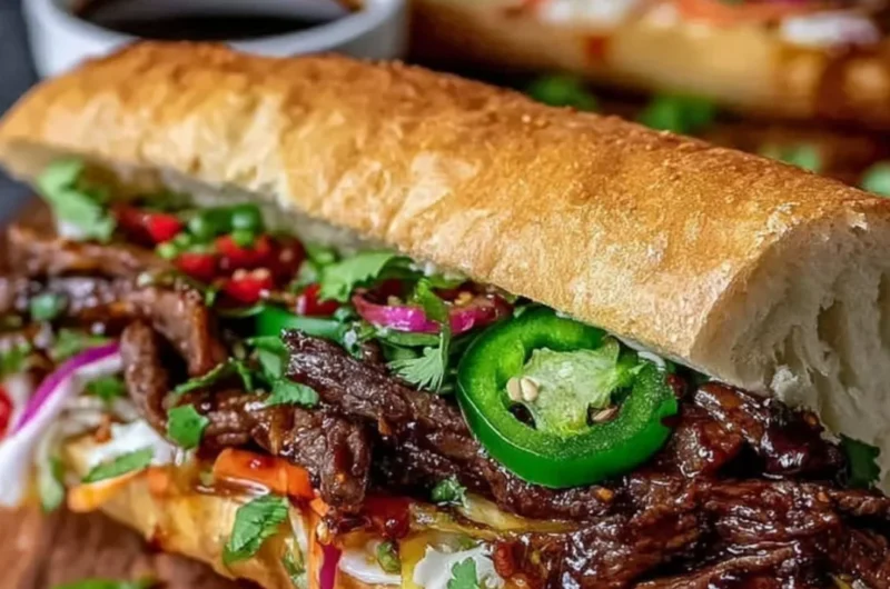 Delicious Korean steak sandwich with tender beef and traditional spices