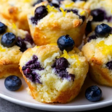 Delicious Lemon Blueberry Protein Bites on a white plate.