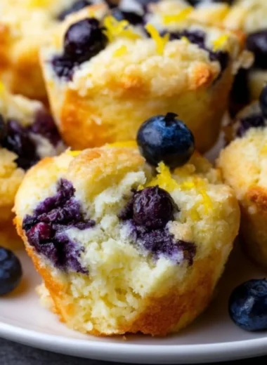 Delicious Lemon Blueberry Protein Bites on a white plate.