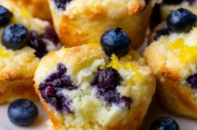 Delicious Lemon Blueberry Protein Bites on a white plate.