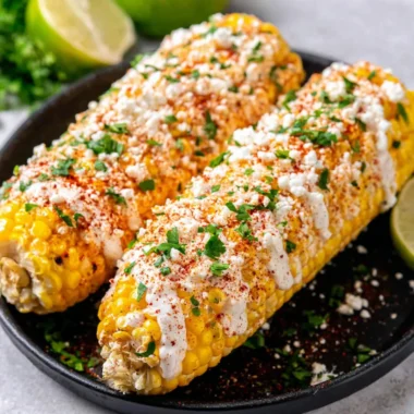 Delicious Mexican Street Corn (Elote) topped with cheese and spices