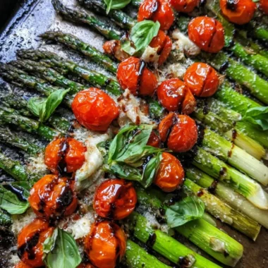 Delicious Parmesan Roasted Asparagus served on a plate