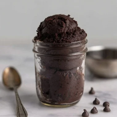 Delicious edible brownie batter ready to enjoy without baking