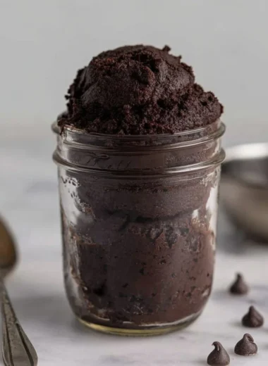 Delicious edible brownie batter ready to enjoy without baking