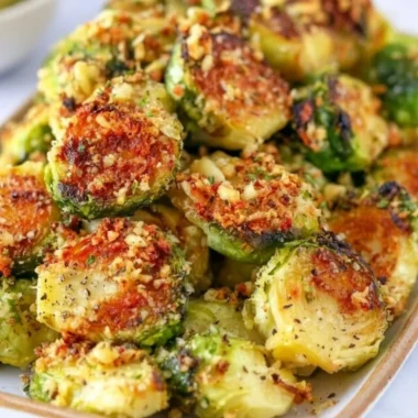 Crispy Air Fryer Brussels Sprouts served in a bowl