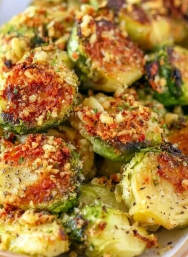 Crispy Air Fryer Brussels Sprouts served in a bowl