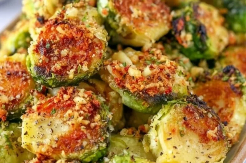 Crispy Air Fryer Brussels Sprouts served in a bowl