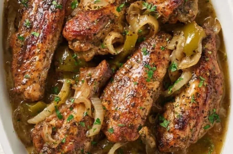 Deliciously seasoned baked turkey wings served on a plate