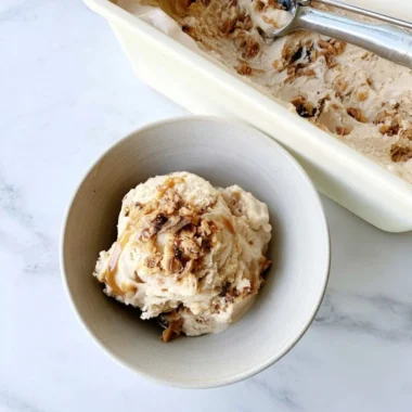 Delicious Butter Brickle Ice Cream with toffee bits in a cone
