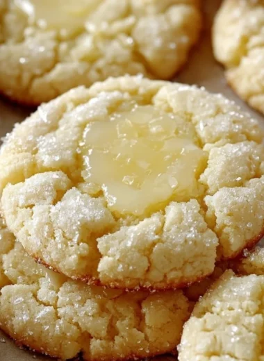 Plate of dreamy Kentucky Butter Cake Cookies with a golden brown finish.