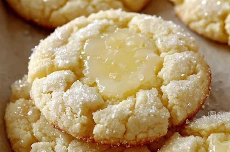 Plate of dreamy Kentucky Butter Cake Cookies with a golden brown finish.