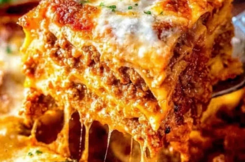 Easy lasagna recipe with no boil noodles served on a plate