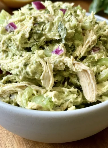 Lemon Basil Rotisserie Chicken Salad in a bowl with fresh ingredients