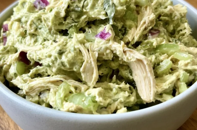 Lemon Basil Rotisserie Chicken Salad in a bowl with fresh ingredients