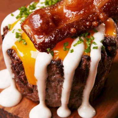 Delicious loaded burger bowls with toppings and ingredients