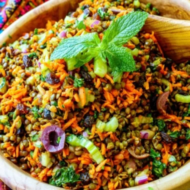 Moroccan Lentil Carrot Salad with fresh vegetables and spices