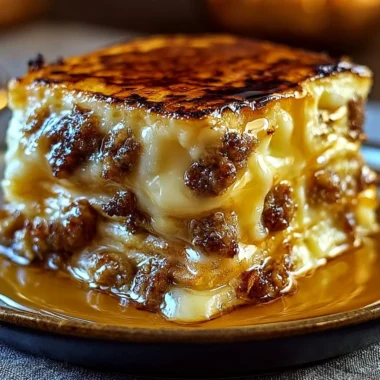 Delicious homemade pancake sausage casserole served in a baking dish