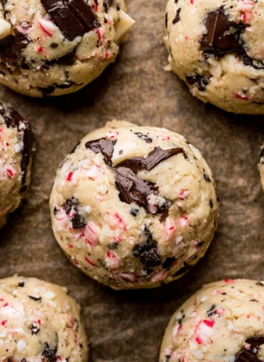 Delicious peppermint chocolate chip cookies with festive toppings