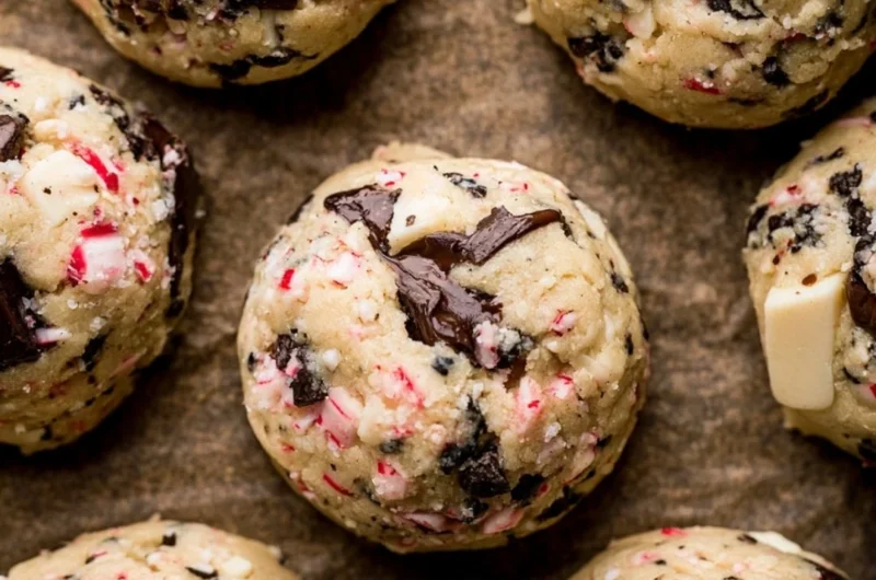 Delicious peppermint chocolate chip cookies with festive toppings