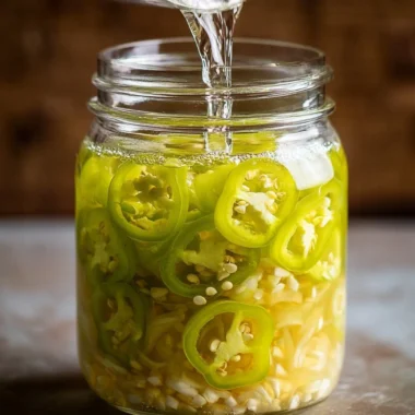 Jar of quick pickled banana peppers ready to enhance dishes