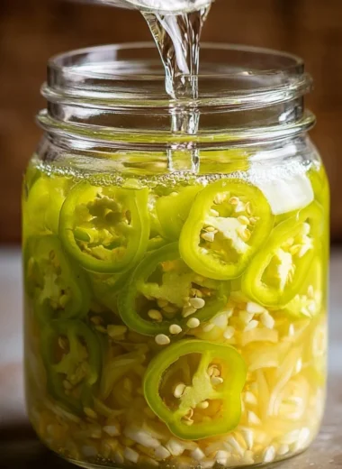 Jar of quick pickled banana peppers ready to enhance dishes