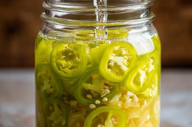 Jar of quick pickled banana peppers ready to enhance dishes