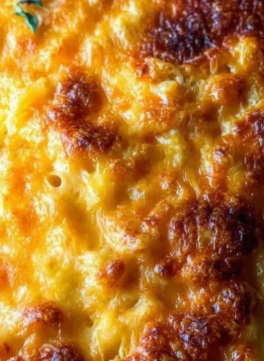 Delicious Southern baked macaroni and cheese with a golden crust and creamy texture