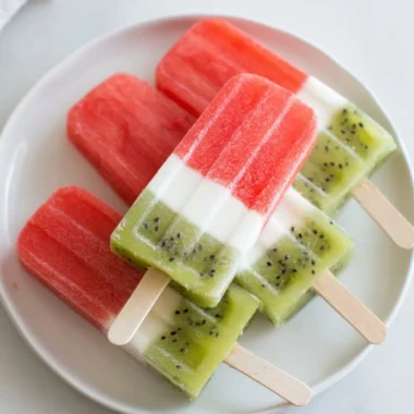 Fresh homemade watermelon popsicles on a sunny day