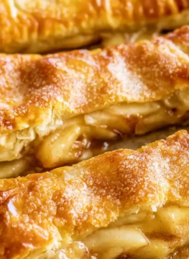 Delicious apple pie with puff pastry crust filled with spiced apples