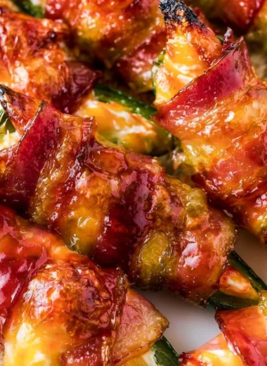 Delicious bacon wrapped jalapeno poppers ready for serving