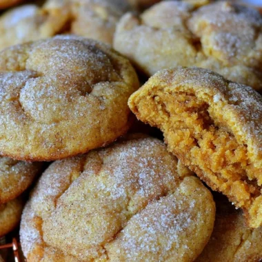 Deliciously soft pumpkin snickerdoodles with a cinnamon-sugar coating
