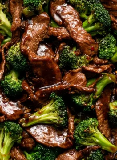 Delicious beef and broccoli stir-fry served with rice in a cozy setting.