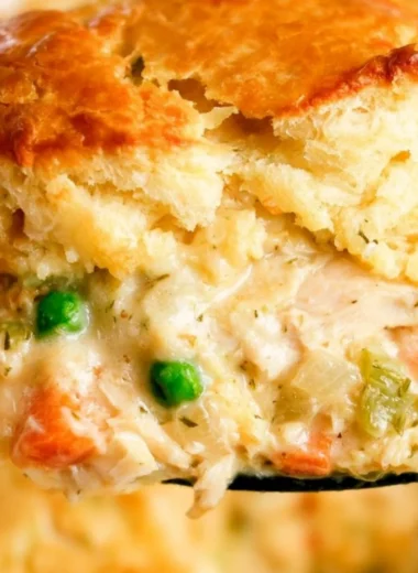 Cozy Chicken Cobbler topped with Red Lobster biscuits