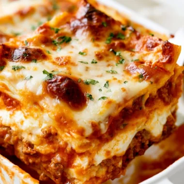 Cozy easy lasagna recipe with layers of pasta, cheese, and sauce