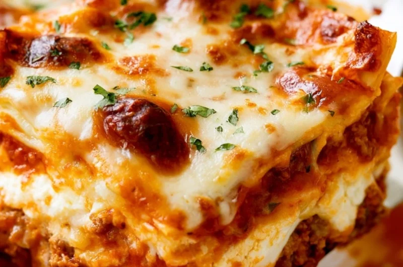 Cozy easy lasagna recipe with layers of pasta, cheese, and sauce