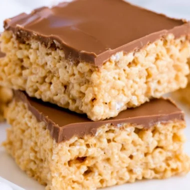 Delicious Peanut Butter Rice Krispie Treats served on a plate
