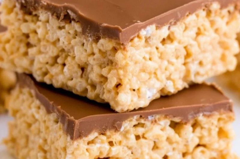 Delicious Peanut Butter Rice Krispie Treats served on a plate