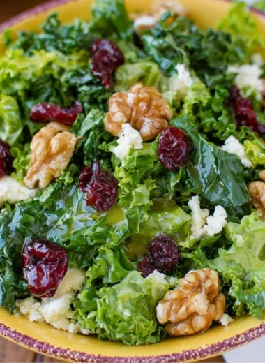 Easiest kale salad with fresh vegetables and dressing