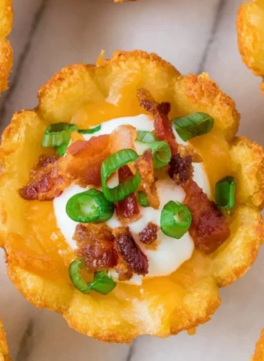 Deliciously crispy tater tot cups filled with cheese and veggies