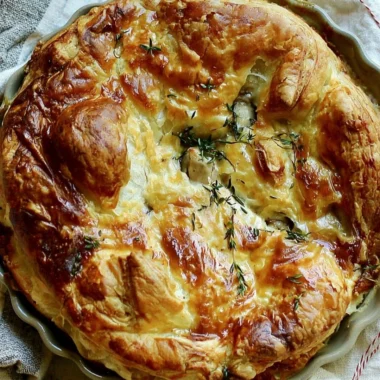 Cozy French Chicken Pie made with tender chicken and flaky pastry crust