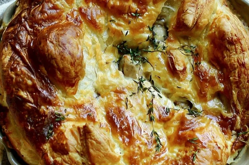 Cozy French Chicken Pie made with tender chicken and flaky pastry crust