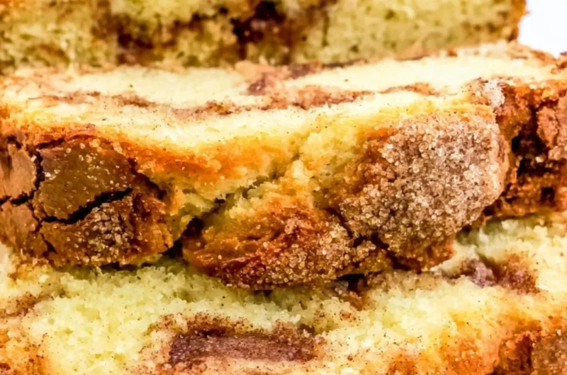 Freshly baked Amish Cinnamon Bread with cinnamon swirl and glaze.