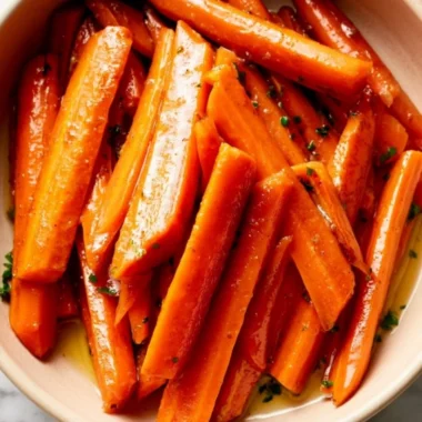 Buttery glazed carrots served as a delicious side dish