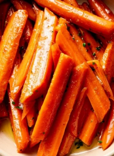 Buttery glazed carrots served as a delicious side dish