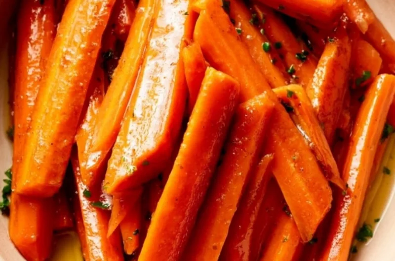 Buttery glazed carrots served as a delicious side dish