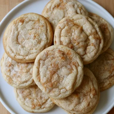 Delicious English Toffee Cookies on a rustic wooden table