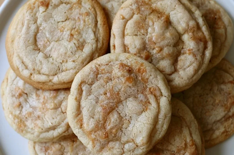 Delicious English Toffee Cookies on a rustic wooden table