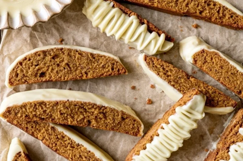 Delicious gingerbread biscotti served on a festive plate.