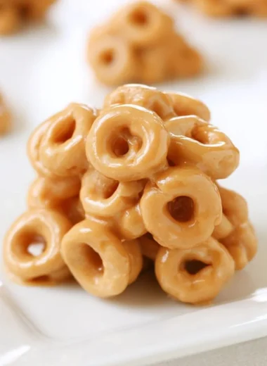 Peanut butter cereal bites ready to enjoy in a bowl